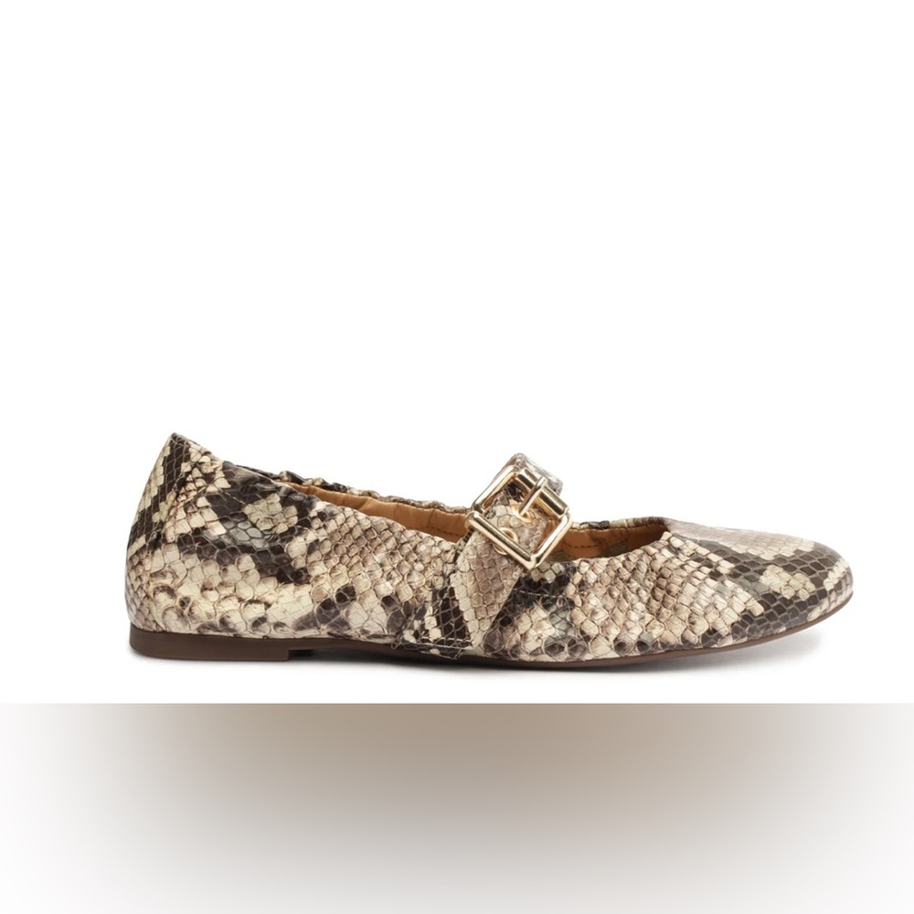 NWOT- Schutz- Calita Snake-Embossed Leather Flat- Size 7.5 - Picture 2 of 8